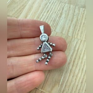 Vintage 925 sterling silver April birthstone girl stick figure charm